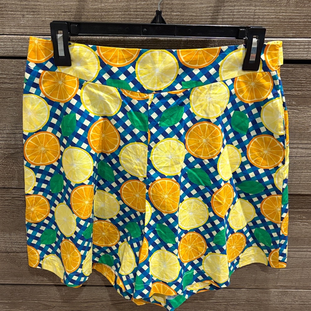 Citrus Gingham Cotton Cabana Shorts